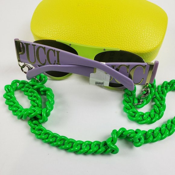 Emilio Pucci Sunglasses Bright Mirrored Shades with Chain Summer Spring $435 - Picture 9 of 12
